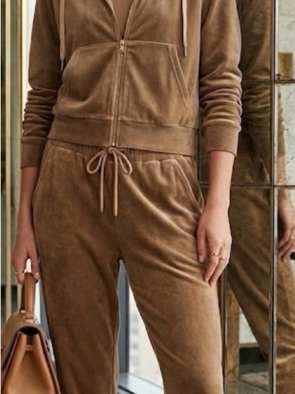 Refuge Velour Jogger Pants in Brown